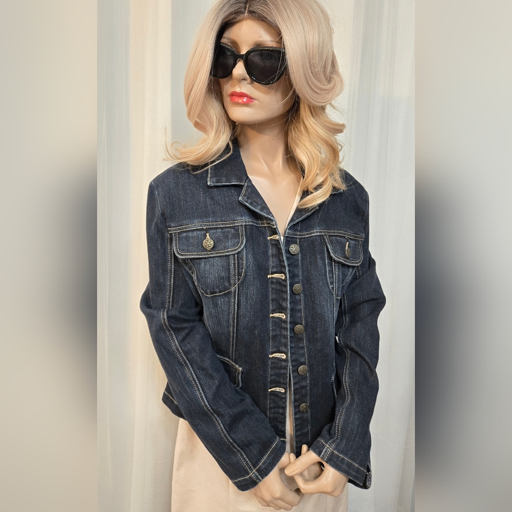 Women's Dark Blue Tailored Denim Jacket.  Pristine Condition. - Picture 2 of 10